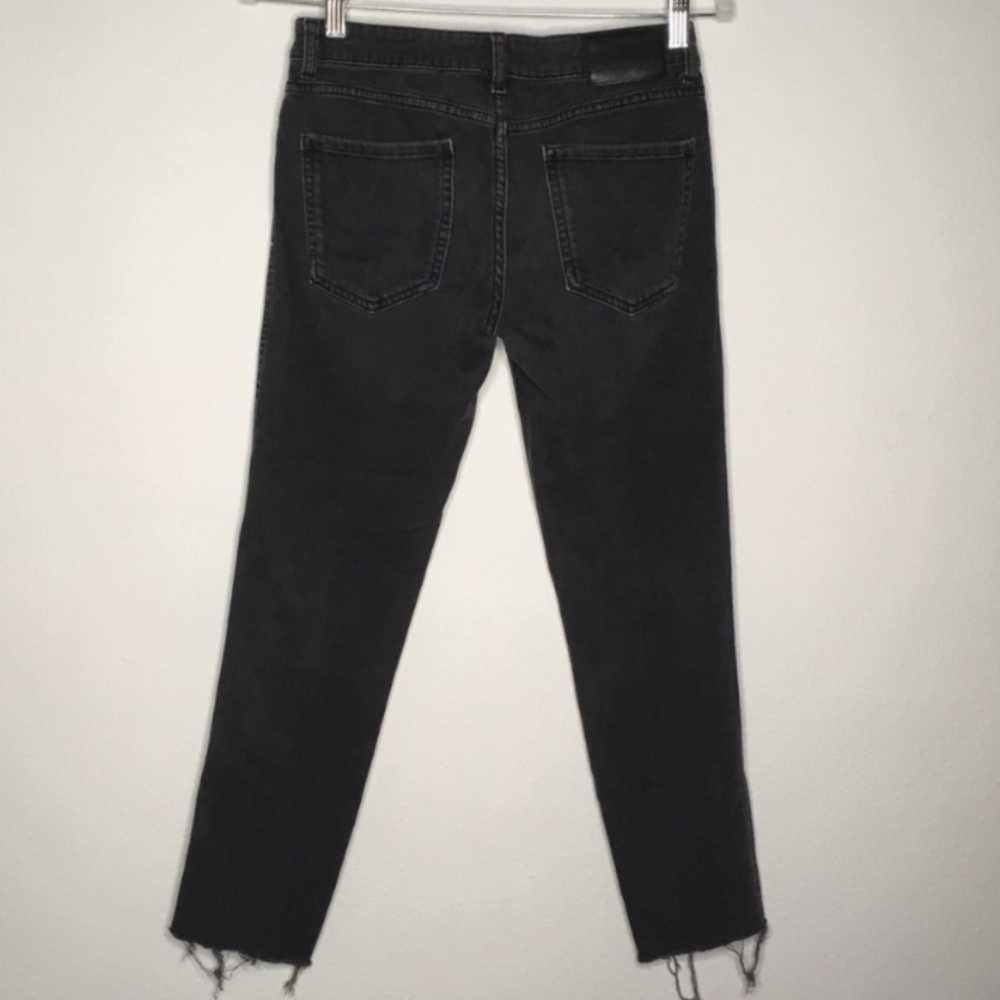 Zara Z1975 Basic Denim Black Distressed Jeans 4 - Picture 4 of 6